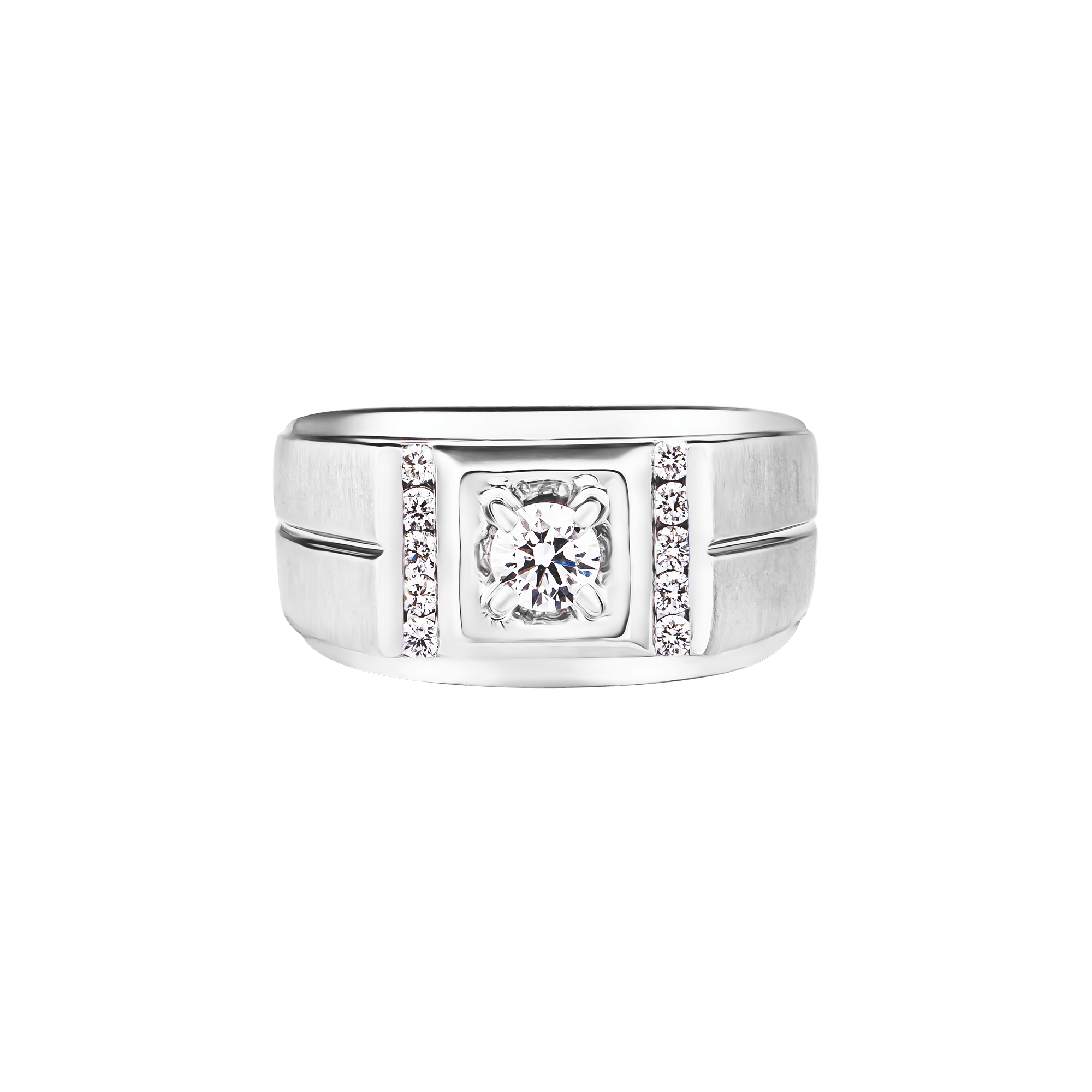 Nhẫn nam Kim cương Vàng trắng 14K